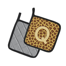 Load image into Gallery viewer, Monogram Initial Q Giraffe Pot Holders - Set of 2 - Heat-Resistant Kitchen Essentials CJ1025-QPTHD