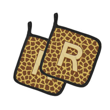Load image into Gallery viewer, Monogram Initial R Giraffe Pot Holders - Set of 2 - Heat-Resistant Kitchen Essentials CJ1025-RPTHD