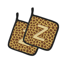 Load image into Gallery viewer, Monogram Initial Z Giraffe Pot Holders - Set of 2 - Heat-Resistant Kitchen Essentials CJ1025-ZPTHD