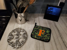Load image into Gallery viewer, Letter F Monogram - Camo Green Pot Holders - Set of 2 - Heat-Resistant Kitchen Essentials CJ1030-FPTHD