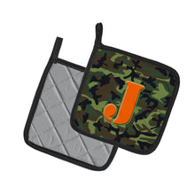Load image into Gallery viewer, Letter J Monogram - Camo Green Pot Holders - Set of 2 - Heat-Resistant Kitchen Essentials CJ1030-JPTHD