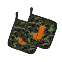 Load image into Gallery viewer, Letter J Monogram - Camo Green Pot Holders - Set of 2 - Heat-Resistant Kitchen Essentials CJ1030-JPTHD