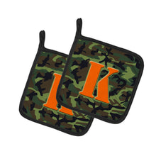 Load image into Gallery viewer, Letter K Monogram - Camo Green Pot Holders - Set of 2 - Heat-Resistant Kitchen Essentials CJ1030-KPTHD