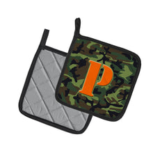 Load image into Gallery viewer, Letter P Monogram - Camo Green Pot Holders - Set of 2 - Heat-Resistant Kitchen Essentials CJ1030-PPTHD