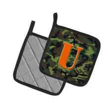 Load image into Gallery viewer, Letter U Monogram - Camo Green Pot Holders - Set of 2 - Heat-Resistant Kitchen Essentials CJ1030-UPTHD