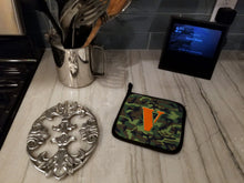 Load image into Gallery viewer, Letter V Monogram - Camo Green Pot Holders - Set of 2 - Heat-Resistant Kitchen Essentials CJ1030-VPTHD