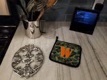 Load image into Gallery viewer, Letter W Monogram - Camo Green Pot Holders - Set of 2 - Heat-Resistant Kitchen Essentials CJ1030-WPTHD