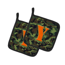 Load image into Gallery viewer, Letter Y Monogram - Camo Green Pot Holders - Set of 2 - Heat-Resistant Kitchen Essentials CJ1030-YPTHD