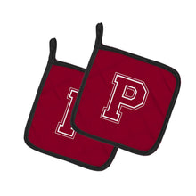 Load image into Gallery viewer, Monogram Initial P Maroon and White Pot Holders - Set of 2 - Heat-Resistant Kitchen Essentials CJ1032-PPTHD