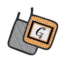Load image into Gallery viewer, Monogram Initial G Orange Polkadots Pot Holders - Set of 2 - Heat-Resistant Kitchen Essentials CJ1033-GPTHD