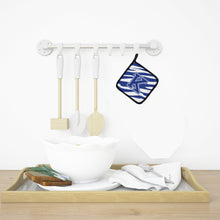 Load image into Gallery viewer, Monogram Initial K Tiger Stripe Blue and White Pot Holders - Set of 2 - Heat-Resistant Kitchen Essentials CJ1034-KPTHD