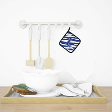 Load image into Gallery viewer, Monogram Initial L Tiger Stripe Blue and White Pot Holders - Set of 2 - Heat-Resistant Kitchen Essentials CJ1034-LPTHD