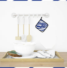 Load image into Gallery viewer, Monogram Initial T Tiger Stripe Blue and White Pot Holders - Set of 2 - Heat-Resistant Kitchen Essentials CJ1034-TPTHD