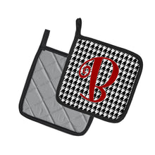 Load image into Gallery viewer, Monogram Initial B Houndstooth Black Pot Holders - Set of 2 - Heat-Resistant Kitchen Essentials CJ1035-BPTHD