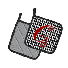 Load image into Gallery viewer, Monogram Initial G Houndstooth Black Pot Holders - Set of 2 - Heat-Resistant Kitchen Essentials CJ1035-GPTHD