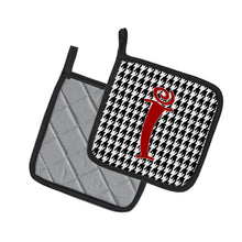 Load image into Gallery viewer, Monogram Initial I Houndstooth Black Pot Holders - Set of 2 - Heat-Resistant Kitchen Essentials CJ1035-IPTHD
