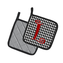 Load image into Gallery viewer, Monogram Initial L Houndstooth Black Pot Holders - Set of 2 - Heat-Resistant Kitchen Essentials CJ1035-LPTHD