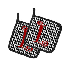 Load image into Gallery viewer, Monogram Initial L Houndstooth Black Pot Holders - Set of 2 - Heat-Resistant Kitchen Essentials CJ1035-LPTHD