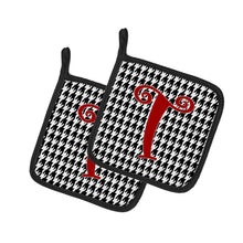 Load image into Gallery viewer, Monogram Initial T Houndstooth Black Pot Holders - Set of 2 - Heat-Resistant Kitchen Essentials CJ1035-TPTHD