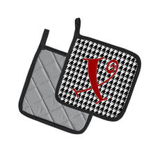 Load image into Gallery viewer, Monogram Initial X Houndstooth Black Pot Holders - Set of 2 - Heat-Resistant Kitchen Essentials CJ1035-XPTHD