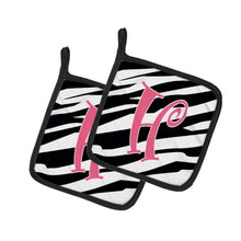 Load image into Gallery viewer, Monogram Initial H Zebra Stripe and Pink Pot Holders - Set of 2 - Heat-Resistant Kitchen Essentials CJ1037-HPTHD