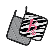 Load image into Gallery viewer, Monogram Initial K Zebra Stripe and Pink Pot Holders - Set of 2 - Heat-Resistant Kitchen Essentials CJ1037-KPTHD