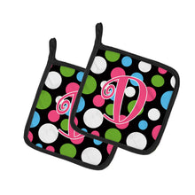 Load image into Gallery viewer, Monogram Initial D Polkadots and Pink Pot Holders - Set of 2 - Heat-Resistant Kitchen Essentials CJ1038-DPTHD