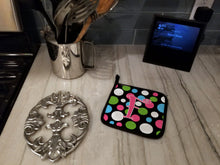 Load image into Gallery viewer, Monogram Initial F Polkadots and Pink Pot Holders - Set of 2 - Heat-Resistant Kitchen Essentials CJ1038-FPTHD