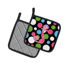 Load image into Gallery viewer, Monogram Initial J Polkadots and Pink Pot Holders - Set of 2 - Heat-Resistant Kitchen Essentials CJ1038-JPTHD