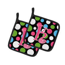 Load image into Gallery viewer, Monogram Initial K Polkadots and Pink Pot Holders - Set of 2 - Heat-Resistant Kitchen Essentials CJ1038-KPTHD