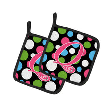 Load image into Gallery viewer, Monogram Initial Q Polkadots and Pink Pot Holders - Set of 2 - Heat-Resistant Kitchen Essentials CJ1038-QPTHD