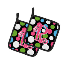 Load image into Gallery viewer, Monogram Initial R Polkadots and Pink Pot Holders - Set of 2 - Heat-Resistant Kitchen Essentials CJ1038-RPTHD