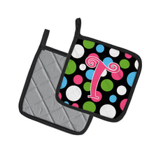 Load image into Gallery viewer, Monogram Initial T Polkadots and Pink Pot Holders - Set of 2 - Heat-Resistant Kitchen Essentials CJ1038-TPTHD