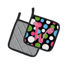 Load image into Gallery viewer, Monogram Initial W Polkadots and Pink Pot Holders - Set of 2 - Heat-Resistant Kitchen Essentials CJ1038-WPTHD