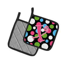 Load image into Gallery viewer, Monogram Initial X Polkadots and Pink Pot Holders - Set of 2 - Heat-Resistant Kitchen Essentials CJ1038-XPTHD