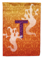 Load image into Gallery viewer, Halloween Ghost Letter T Monogram Initial Flag Canvas House Size