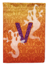 Load image into Gallery viewer, Halloween Ghost Letter V Monogram Initial Garden Flag - Outdoor Decorative Yard Flag CJ1040