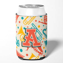 Load image into Gallery viewer, Letter A Retro Teal Orange Musical Instruments Initial Can or Bottle Hugger CJ2001-ACC