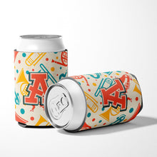 Load image into Gallery viewer, Letter A Retro Teal Orange Musical Instruments Initial Can or Bottle Hugger CJ2001-ACC