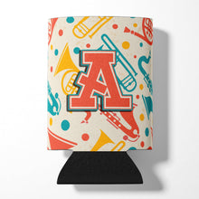 Load image into Gallery viewer, Letter A Retro Teal Orange Musical Instruments Initial Can or Bottle Hugger CJ2001-ACC