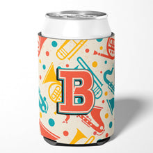 Load image into Gallery viewer, Letter B Retro Teal Orange Musical Instruments Initial Can or Bottle Hugger CJ2001-BCC