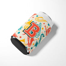Load image into Gallery viewer, Letter B Retro Teal Orange Musical Instruments Initial Can or Bottle Hugger CJ2001-BCC