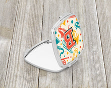 Load image into Gallery viewer, Letter B Retro Teal Orange Musical Instruments Initial Compact Mirror – Stylish Purse Mirror with Artistic Covers CJ2001-BSCM
