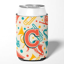 Load image into Gallery viewer, Letter C Retro Teal Orange Musical Instruments Initial Can or Bottle Hugger CJ2001-CCC