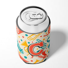 Load image into Gallery viewer, Letter C Retro Teal Orange Musical Instruments Initial Can or Bottle Hugger CJ2001-CCC