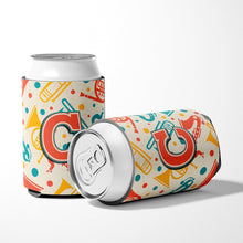 Load image into Gallery viewer, Letter C Retro Teal Orange Musical Instruments Initial Can or Bottle Hugger CJ2001-CCC