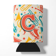 Load image into Gallery viewer, Letter C Retro Teal Orange Musical Instruments Initial Can or Bottle Hugger CJ2001-CCC