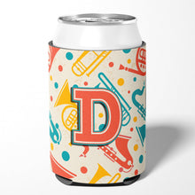 Load image into Gallery viewer, Letter D Retro Teal Orange Musical Instruments Initial Can or Bottle Hugger CJ2001-DCC