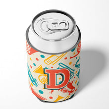 Load image into Gallery viewer, Letter D Retro Teal Orange Musical Instruments Initial Can or Bottle Hugger CJ2001-DCC