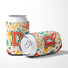 Load image into Gallery viewer, Letter D Retro Teal Orange Musical Instruments Initial Can or Bottle Hugger CJ2001-DCC